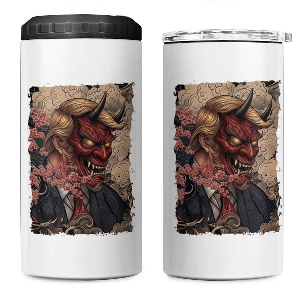 American Leader Oni Mask Japanese Ukiyoe 4 in 1 Can Cooler Tumbler Political Parody Graphic