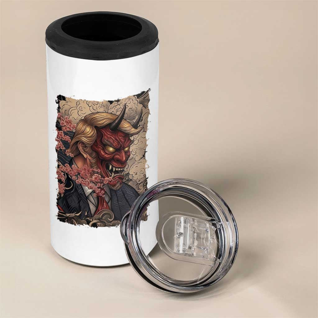 American Leader Oni Mask Japanese Ukiyoe 4 in 1 Can Cooler Tumbler Political Parody Graphic