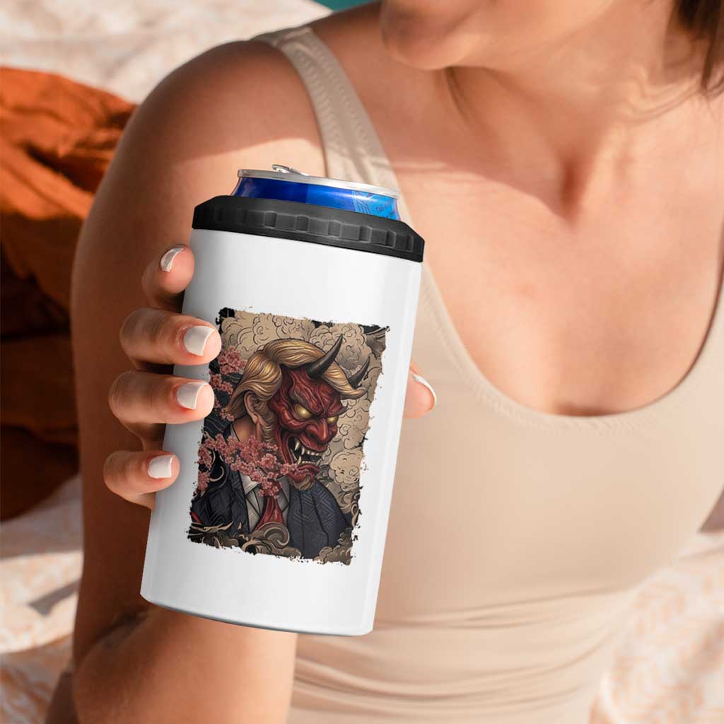 American Leader Oni Mask Japanese Ukiyoe 4 in 1 Can Cooler Tumbler Political Parody Graphic