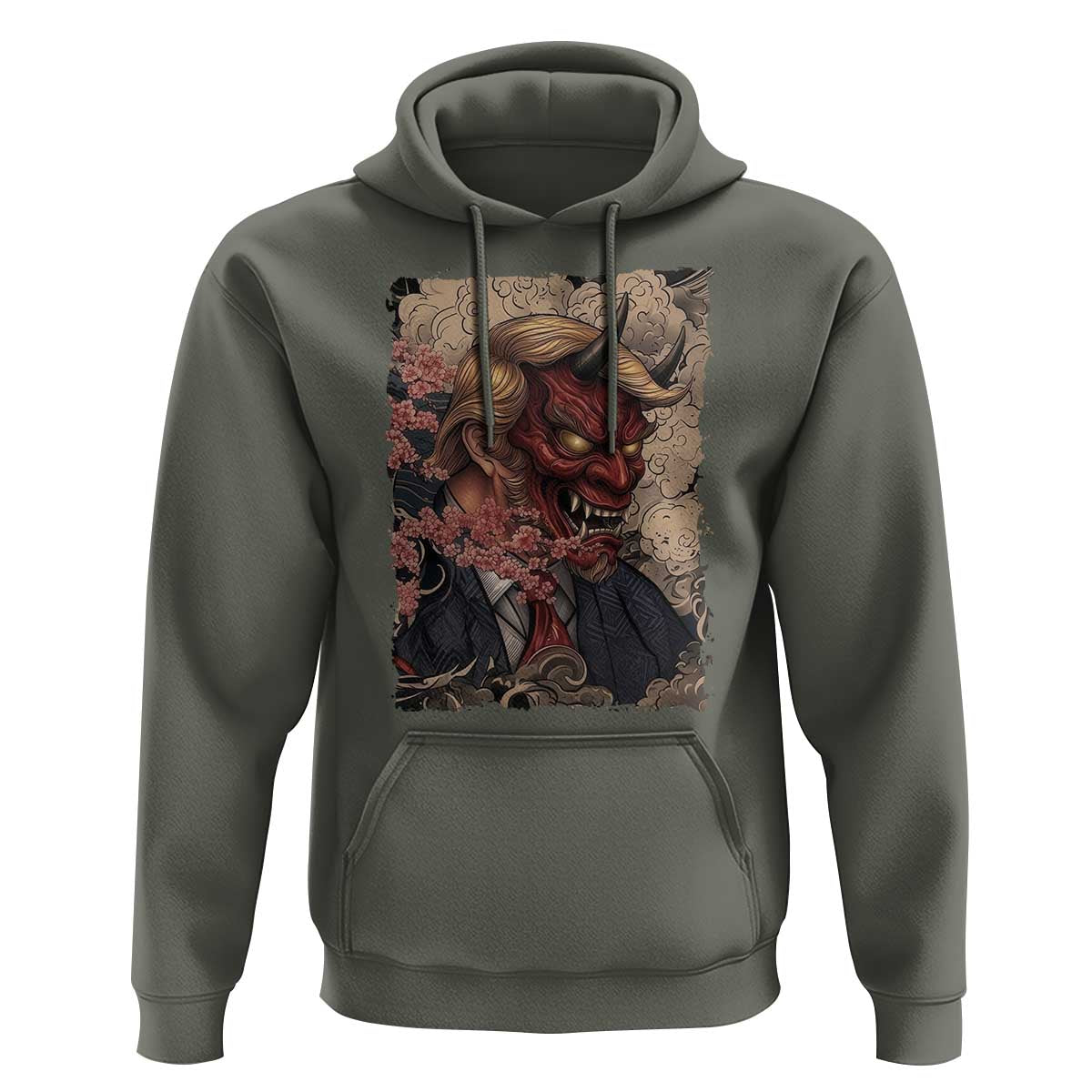 American Leader Oni Mask Japanese Ukiyoe Hoodie Political Parody Graphic