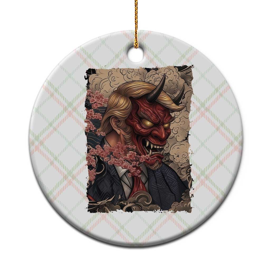 American Leader Oni Mask Japanese Ukiyoe Ceramic Ornament Political Parody Graphic