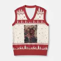 American Leader Oni Mask Japanese Ukiyoe V-Neck Knit Sweater Vest Political Parody Graphic