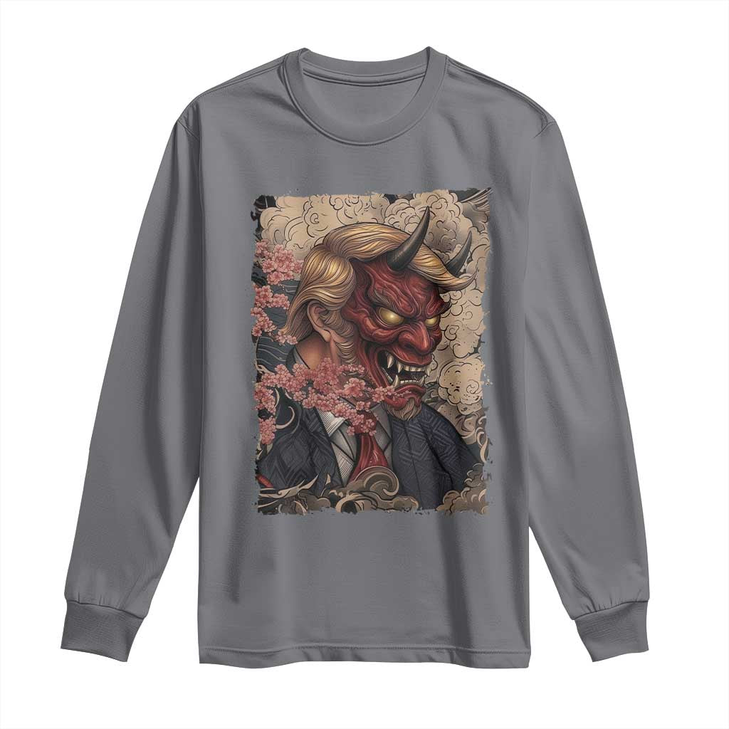 American Leader Oni Mask Japanese Ukiyoe Long Sleeve Shirt Political Parody Graphic