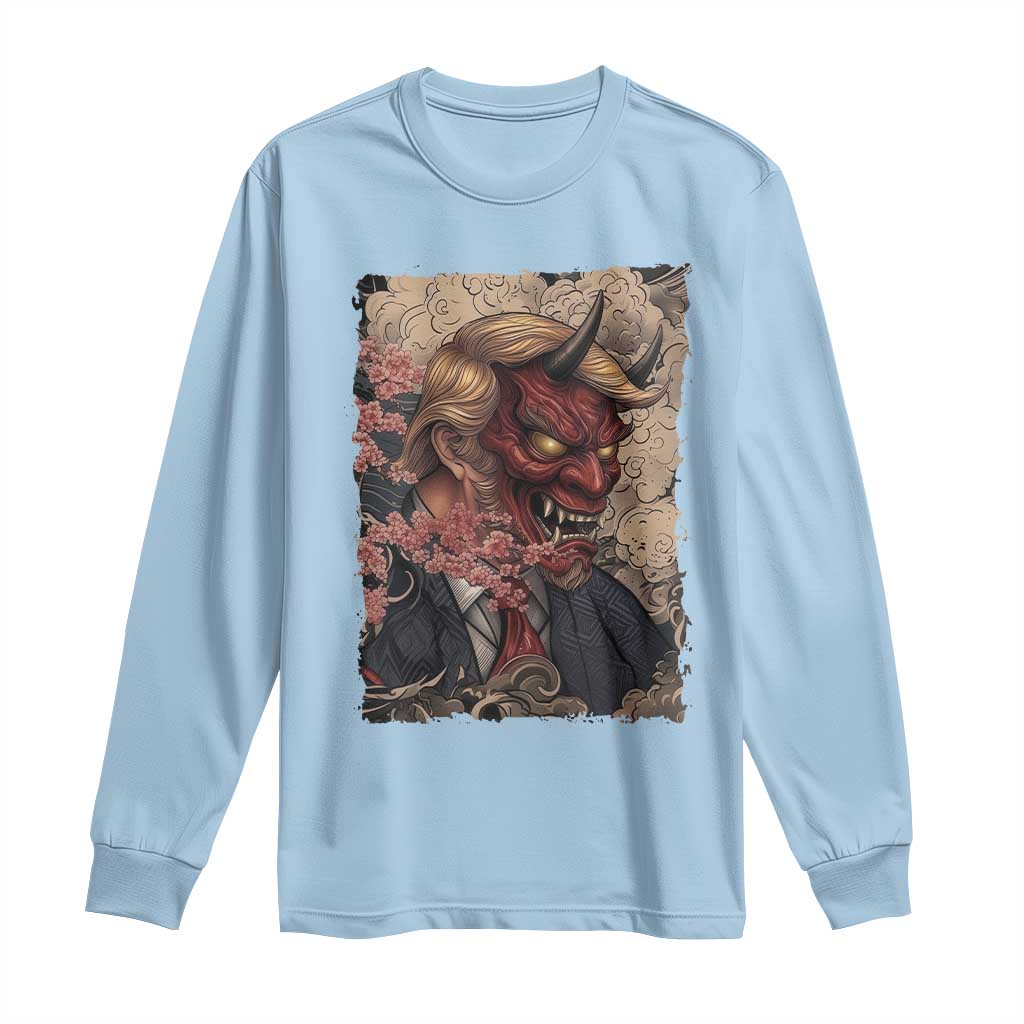 American Leader Oni Mask Japanese Ukiyoe Long Sleeve Shirt Political Parody Graphic