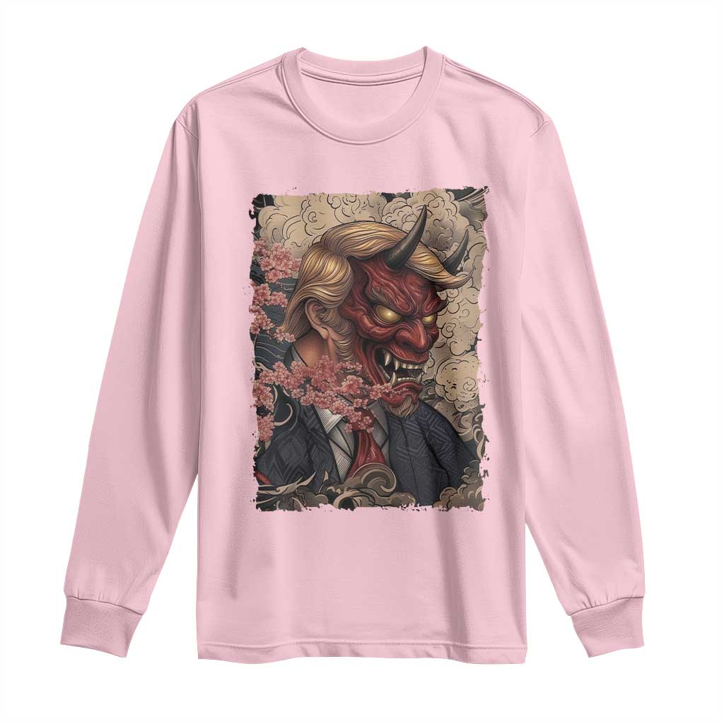 American Leader Oni Mask Japanese Ukiyoe Long Sleeve Shirt Political Parody Graphic