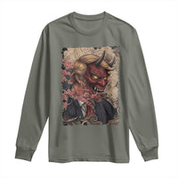 American Leader Oni Mask Japanese Ukiyoe Long Sleeve Shirt Political Parody Graphic