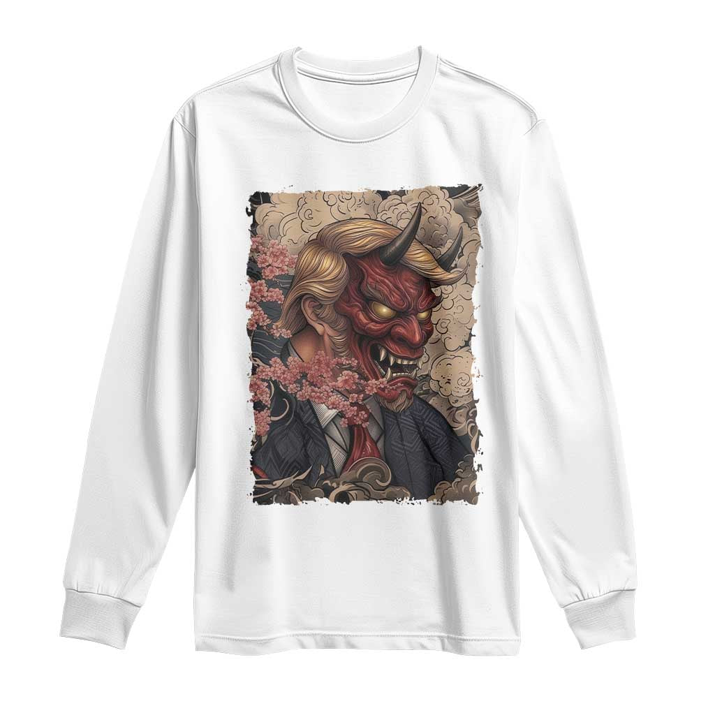 American Leader Oni Mask Japanese Ukiyoe Long Sleeve Shirt Political Parody Graphic