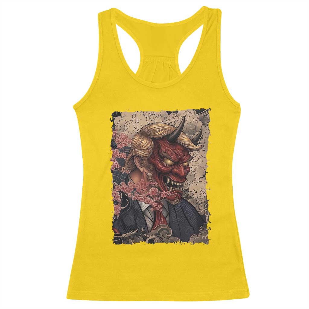 American Leader Oni Mask Japanese Ukiyoe Racerback Tank Top Political Parody Graphic