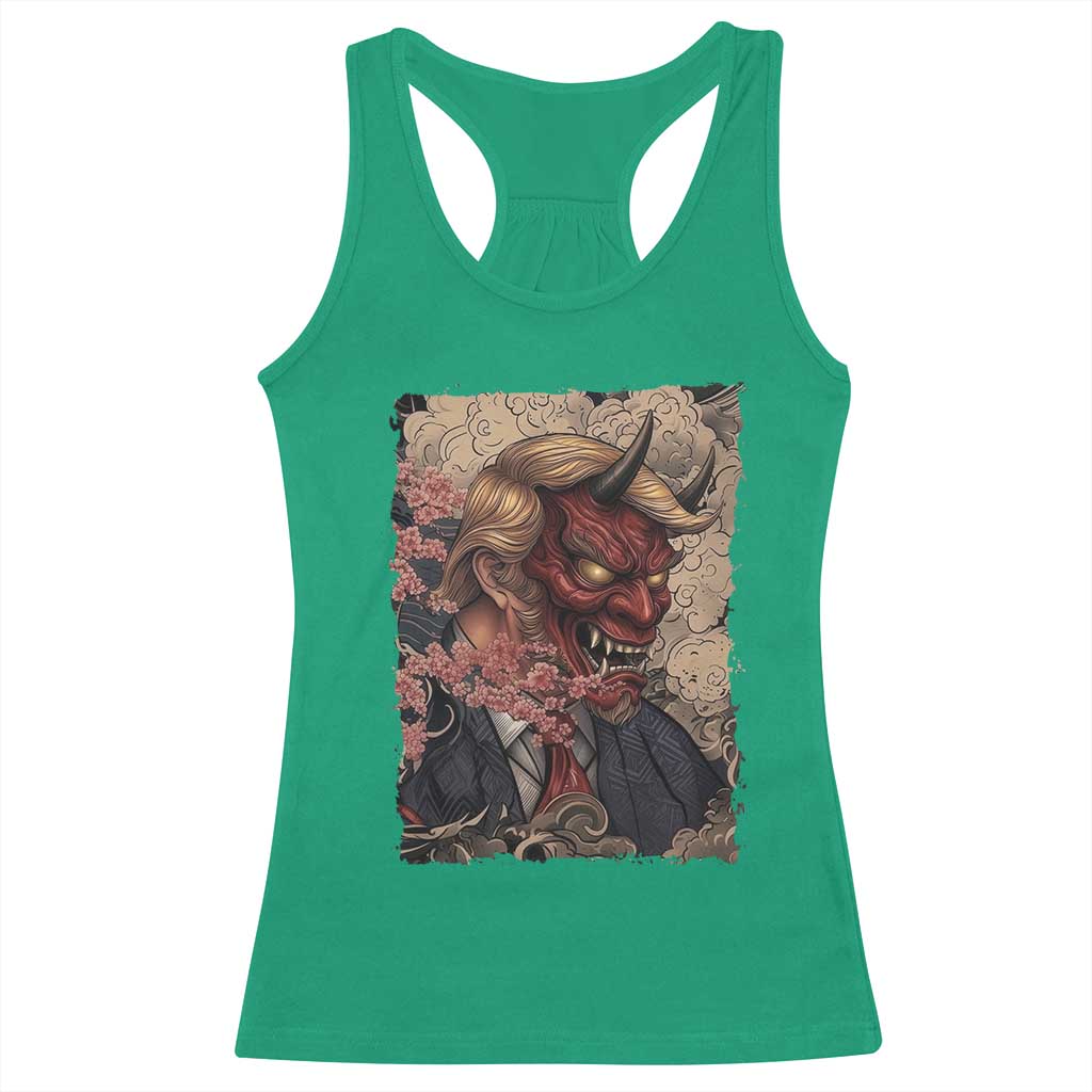 American Leader Oni Mask Japanese Ukiyoe Racerback Tank Top Political Parody Graphic