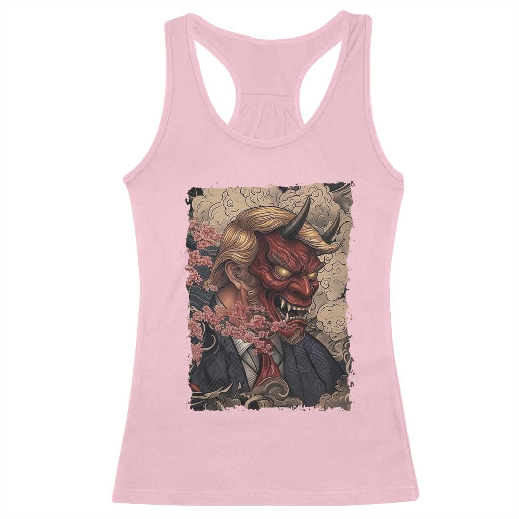 American Leader Oni Mask Japanese Ukiyoe Racerback Tank Top Political Parody Graphic