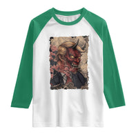 American Leader Oni Mask Japanese Ukiyoe Raglan Shirt Political Parody Graphic