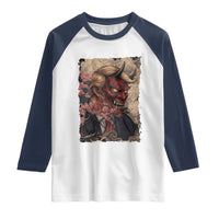 American Leader Oni Mask Japanese Ukiyoe Raglan Shirt Political Parody Graphic