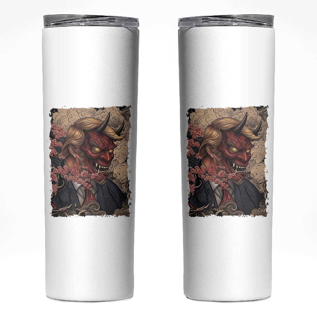 American Leader Oni Mask Japanese Ukiyoe Skinny Tumbler Political Parody Graphic