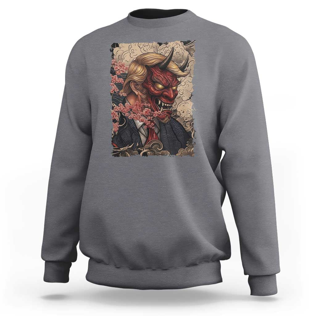 American Leader Oni Mask Japanese Ukiyoe Sweatshirt Political Parody Graphic