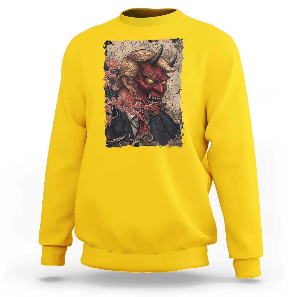 American Leader Oni Mask Japanese Ukiyoe Sweatshirt Political Parody Graphic