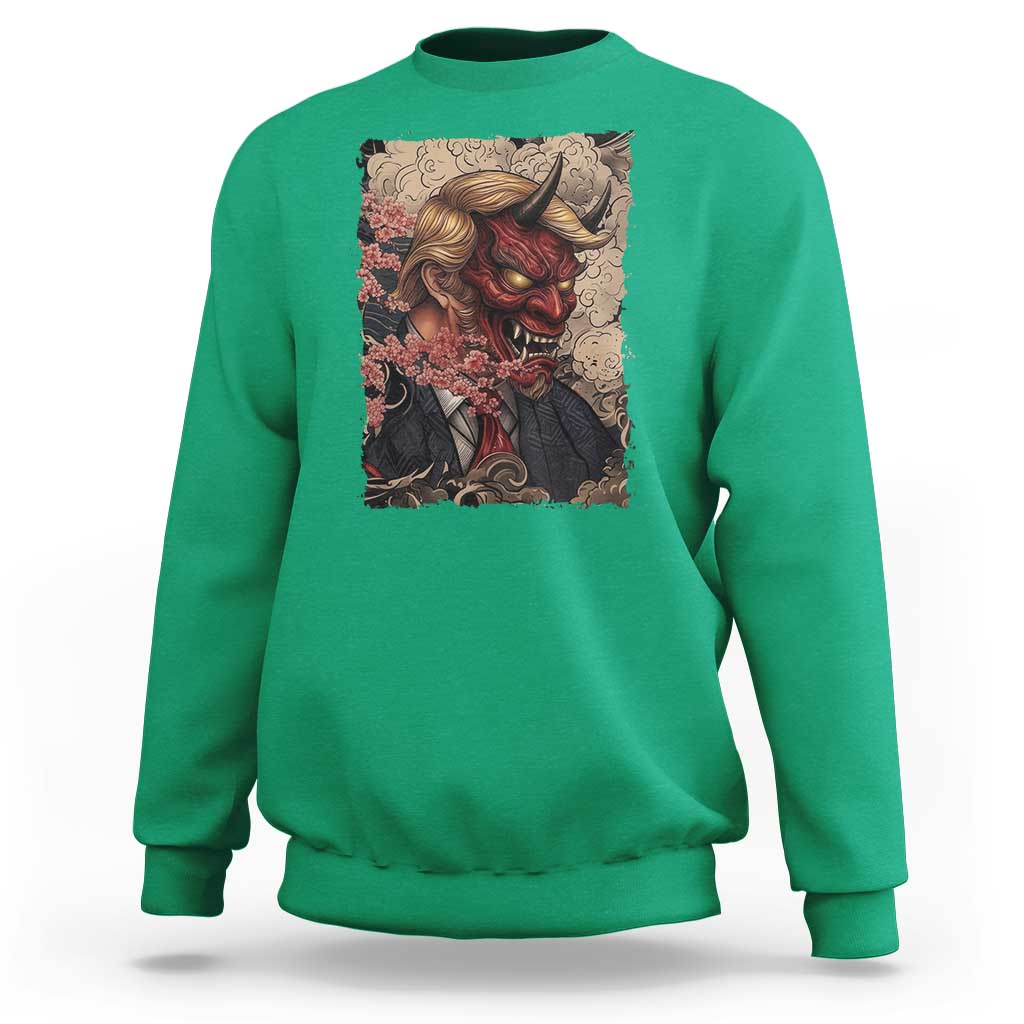 American Leader Oni Mask Japanese Ukiyoe Sweatshirt Political Parody Graphic