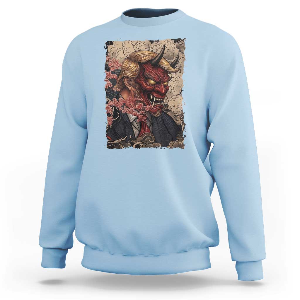 American Leader Oni Mask Japanese Ukiyoe Sweatshirt Political Parody Graphic