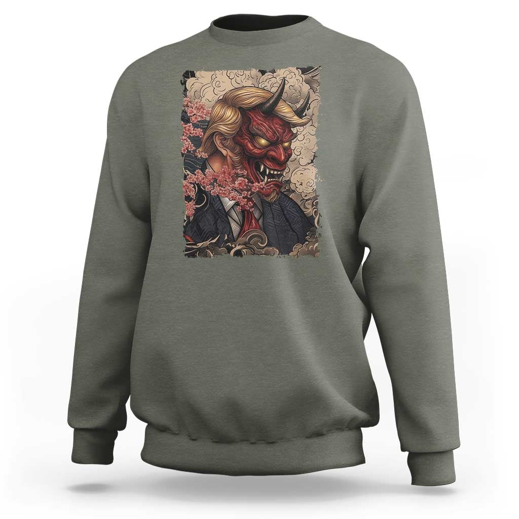 American Leader Oni Mask Japanese Ukiyoe Sweatshirt Political Parody Graphic