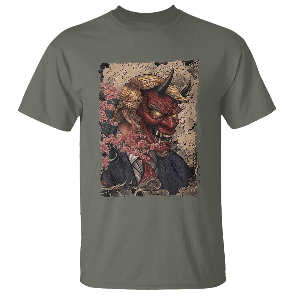 American Leader Oni Mask Japanese Ukiyoe T Shirt Political Parody Graphic