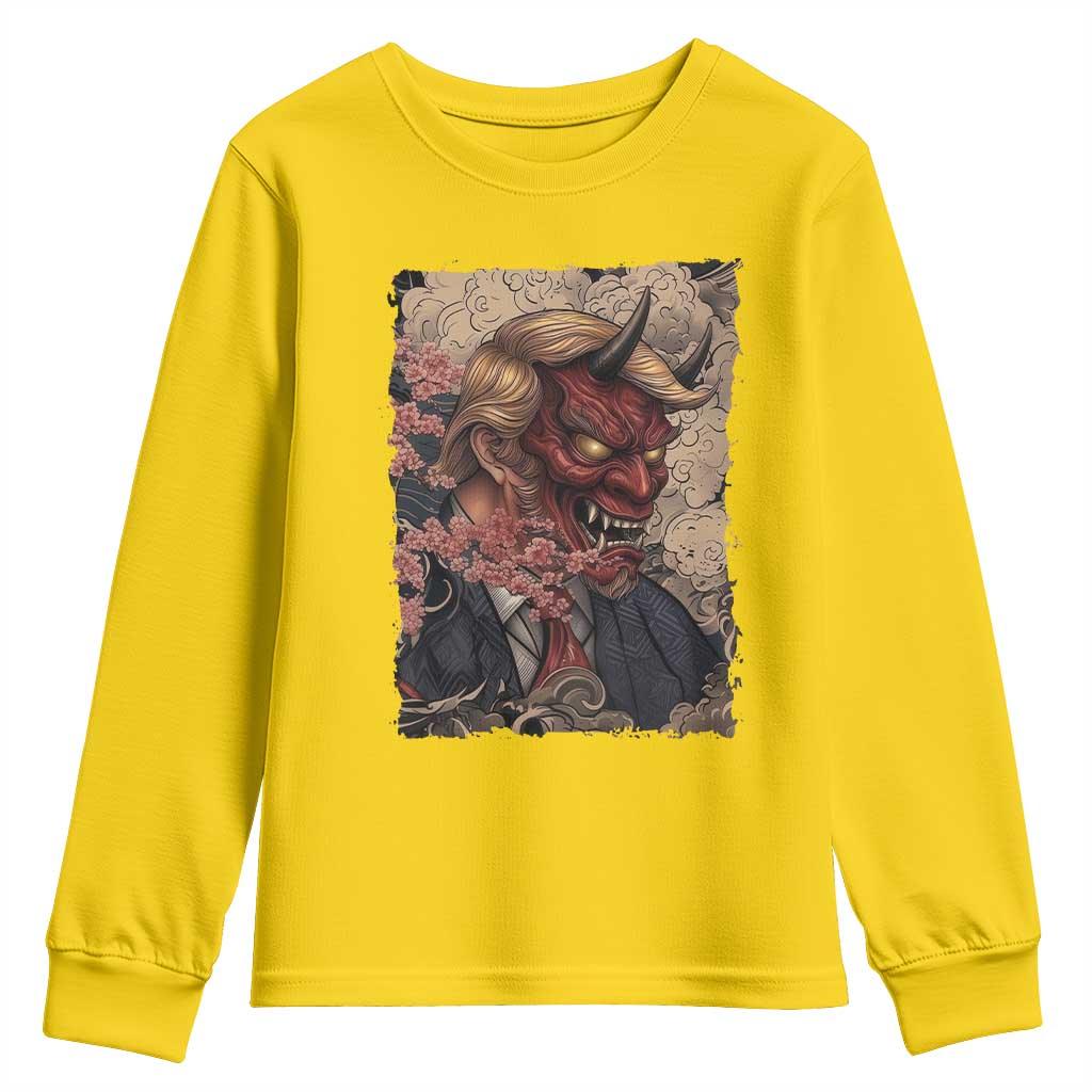 American Leader Oni Mask Japanese Ukiyoe Youth Sweatshirt Political Parody Graphic