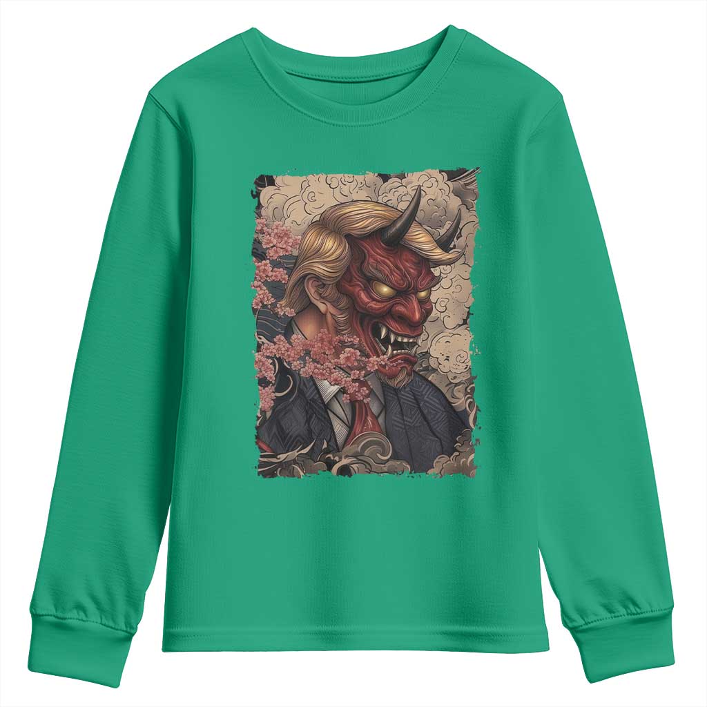 American Leader Oni Mask Japanese Ukiyoe Youth Sweatshirt Political Parody Graphic