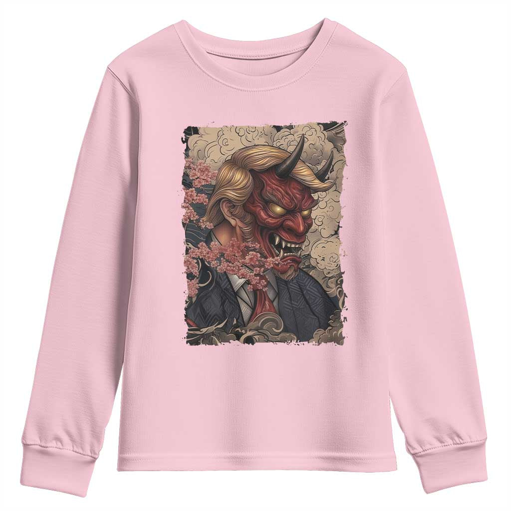 American Leader Oni Mask Japanese Ukiyoe Youth Sweatshirt Political Parody Graphic