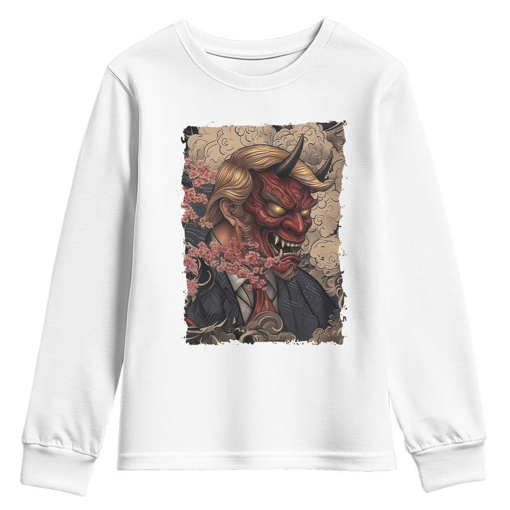 American Leader Oni Mask Japanese Ukiyoe Youth Sweatshirt Political Parody Graphic