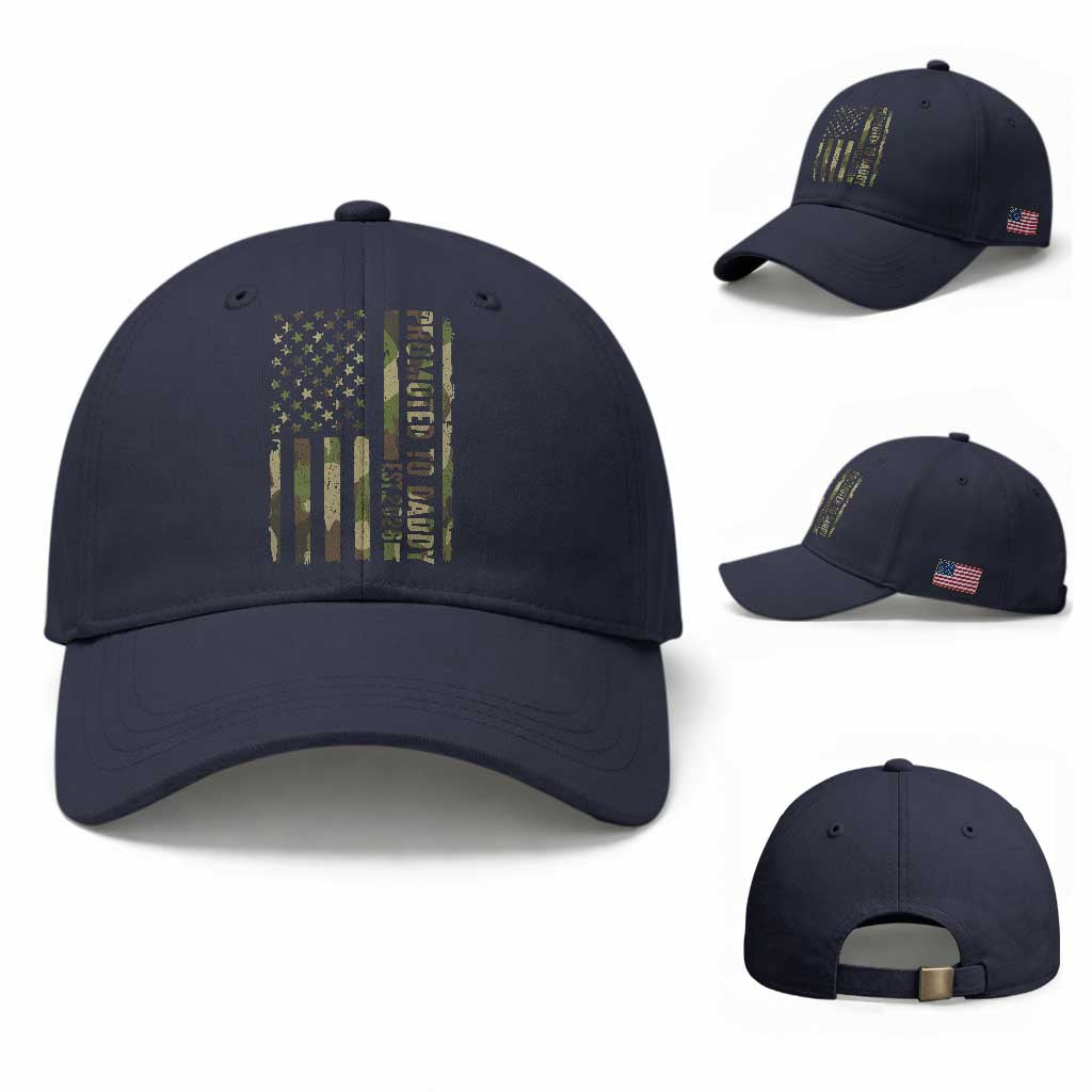 Camouflage Patriotic Dad 2026 Baseball Cap USA Flag New Father Announcement