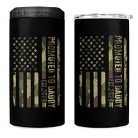 Camouflage Patriotic Dad 2026 4 in 1 Can Cooler Tumbler USA Flag New Father Announcement
