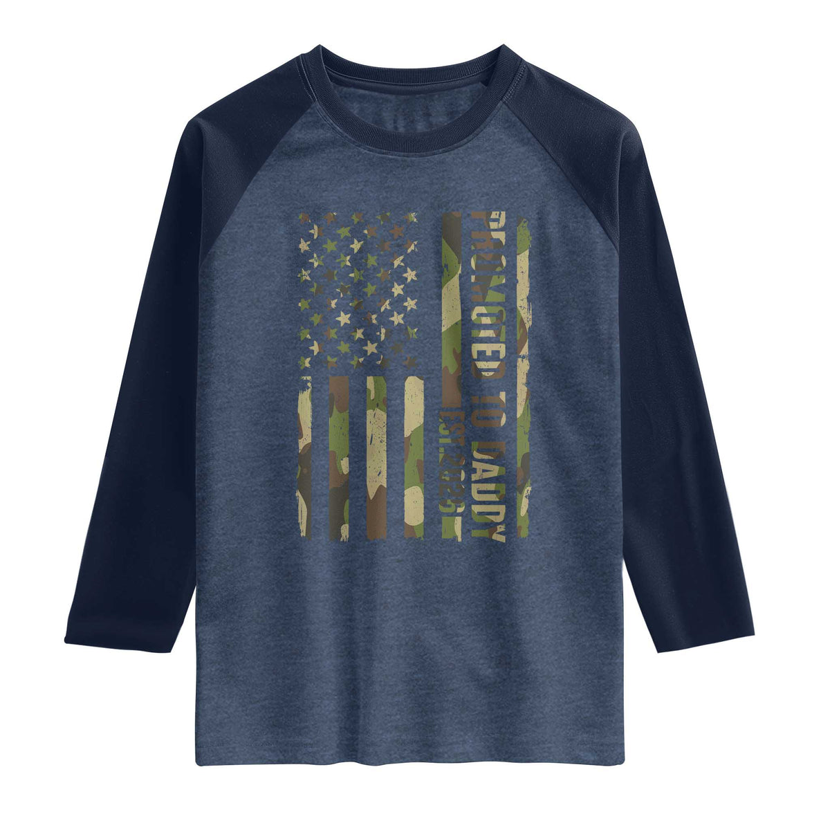Camouflage Patriotic Dad 2026 Raglan Shirt USA Flag New Father Announcement
