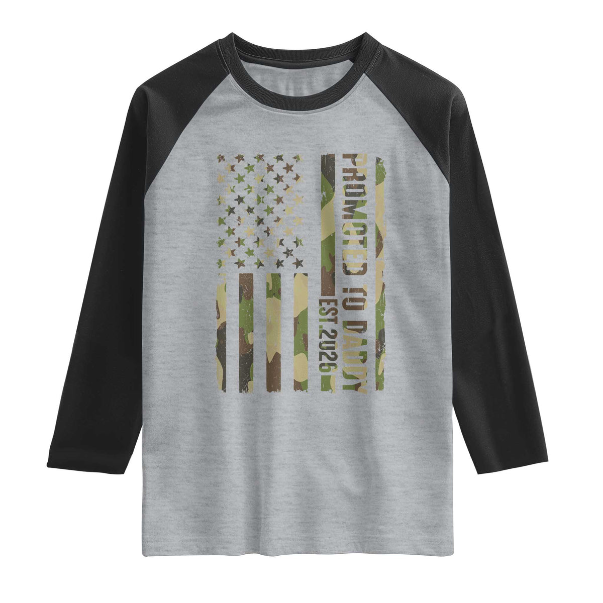 Camouflage Patriotic Dad 2026 Raglan Shirt USA Flag New Father Announcement