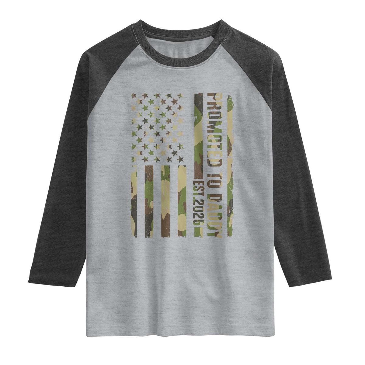 Camouflage Patriotic Dad 2026 Raglan Shirt USA Flag New Father Announcement