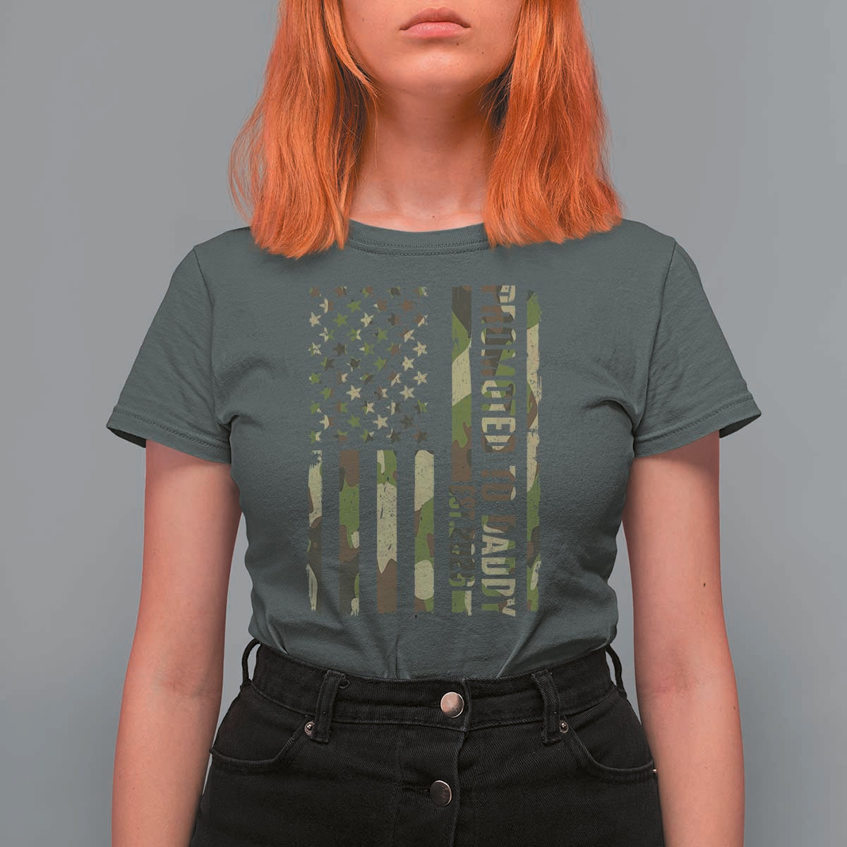 Camouflage Patriotic Dad 2026 T Shirt For Women USA Flag New Father Announcement