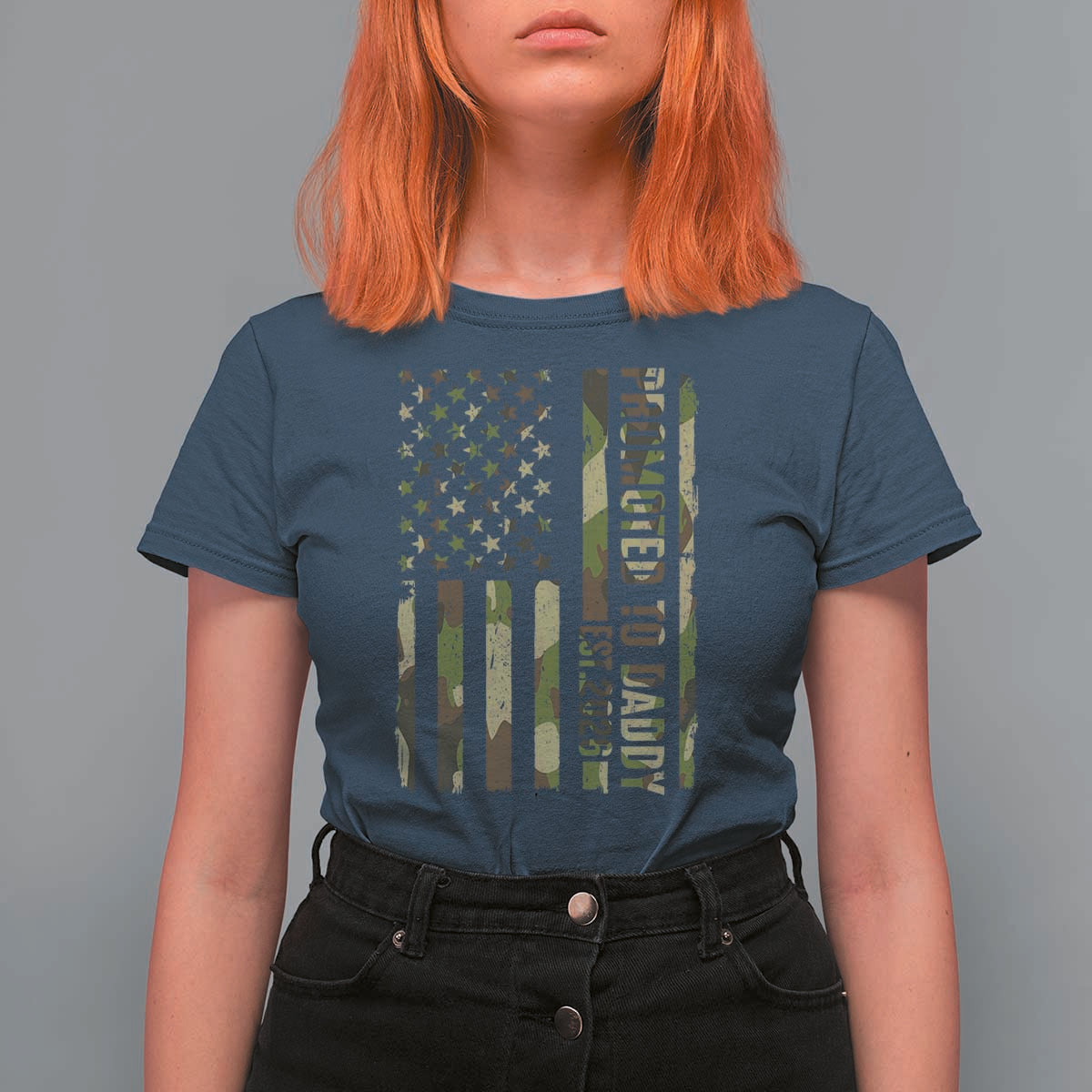 Camouflage Patriotic Dad 2026 T Shirt For Women USA Flag New Father Announcement