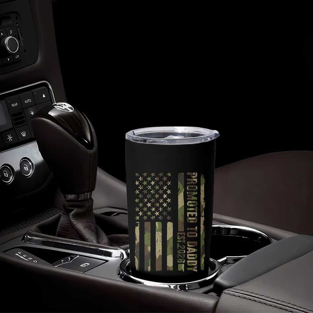 Camouflage Patriotic Dad 2026 Tumbler Cup USA Flag New Father Announcement