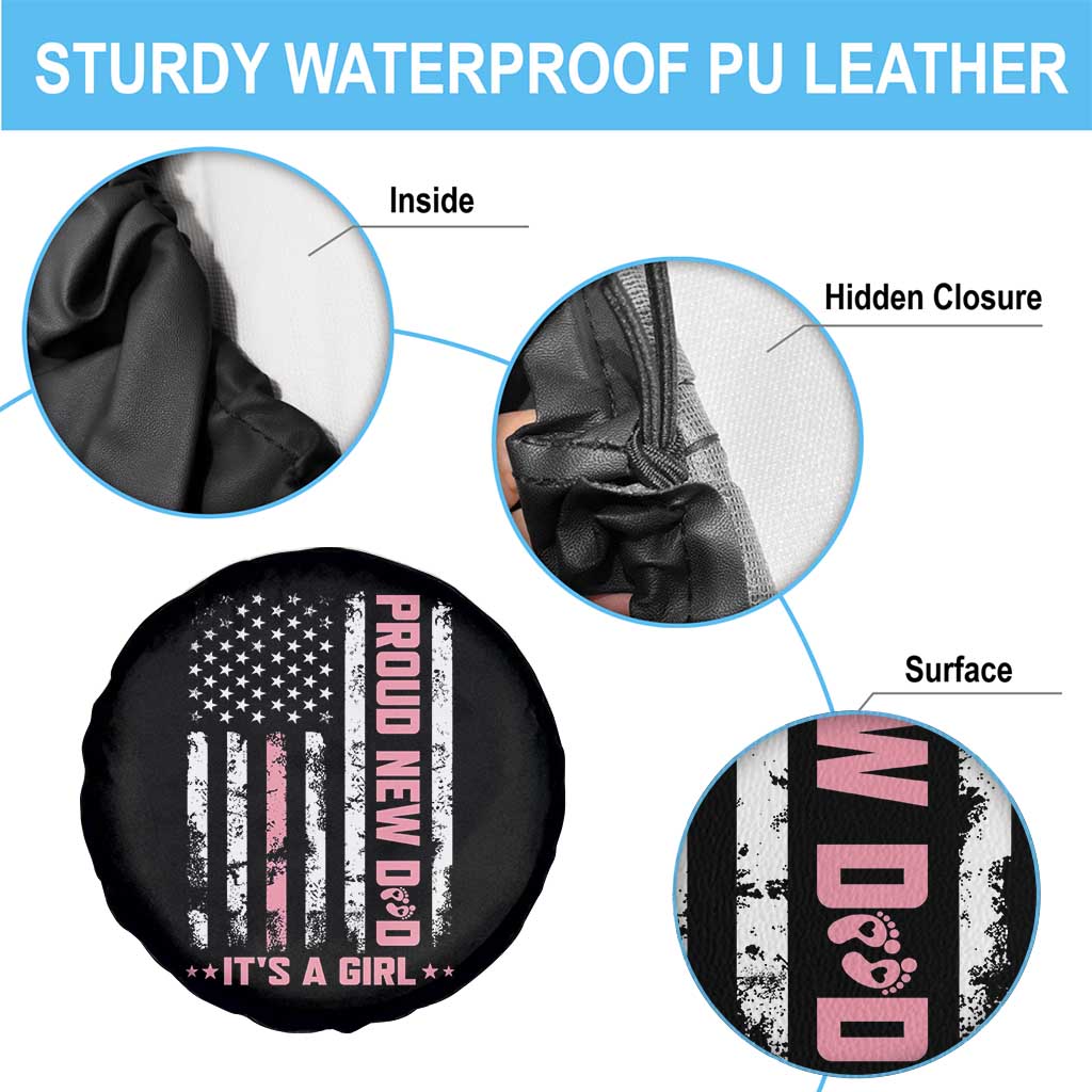 Proud New Dad Its A Girl Spare Tire Cover Patriotic First Fathers Day Gift
