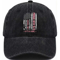 Proud New Dad Its A Girl Washed Cotton Baseball Cap Patriotic First Fathers Day Gift