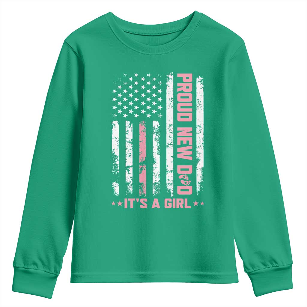 Proud New Dad Its A Girl Youth Sweatshirt Patriotic First Fathers Day Gift