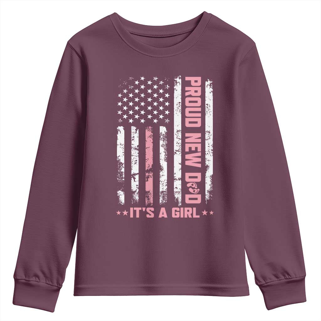 Proud New Dad Its A Girl Youth Sweatshirt Patriotic First Fathers Day Gift