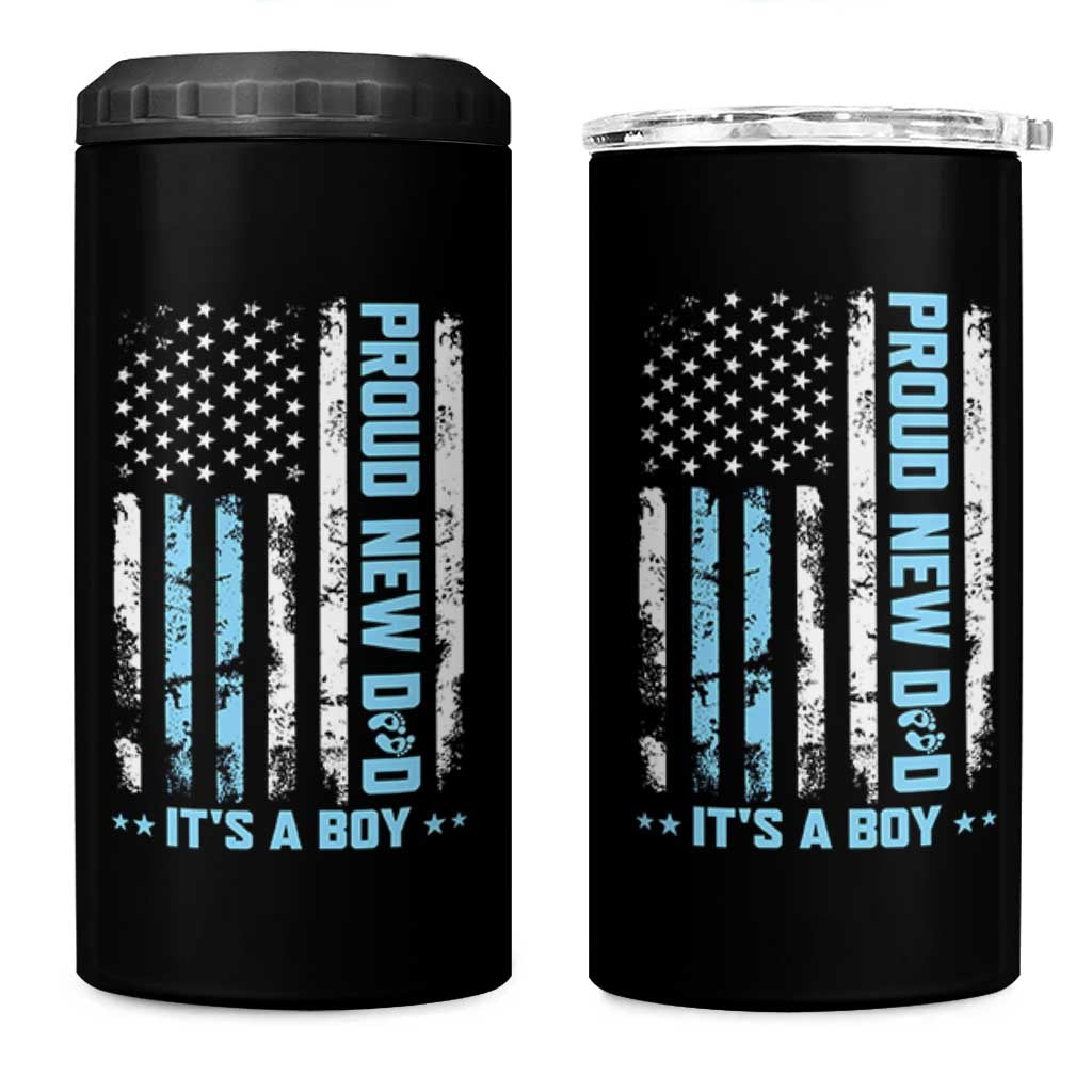 Proud New Dad Its A Boy 4 in 1 Can Cooler Tumbler Patriotic First Fathers Day Gift