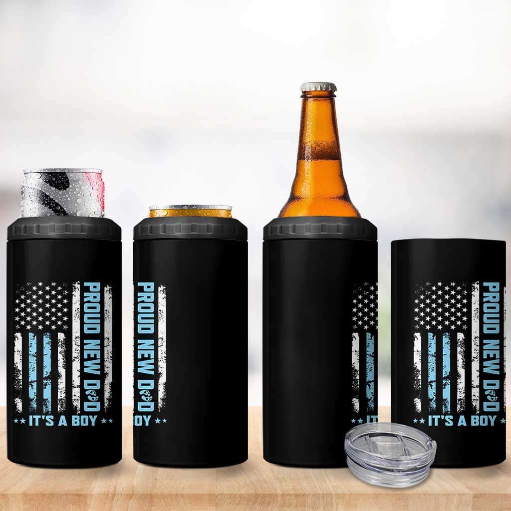 Proud New Dad Its A Boy 4 in 1 Can Cooler Tumbler Patriotic First Fathers Day Gift