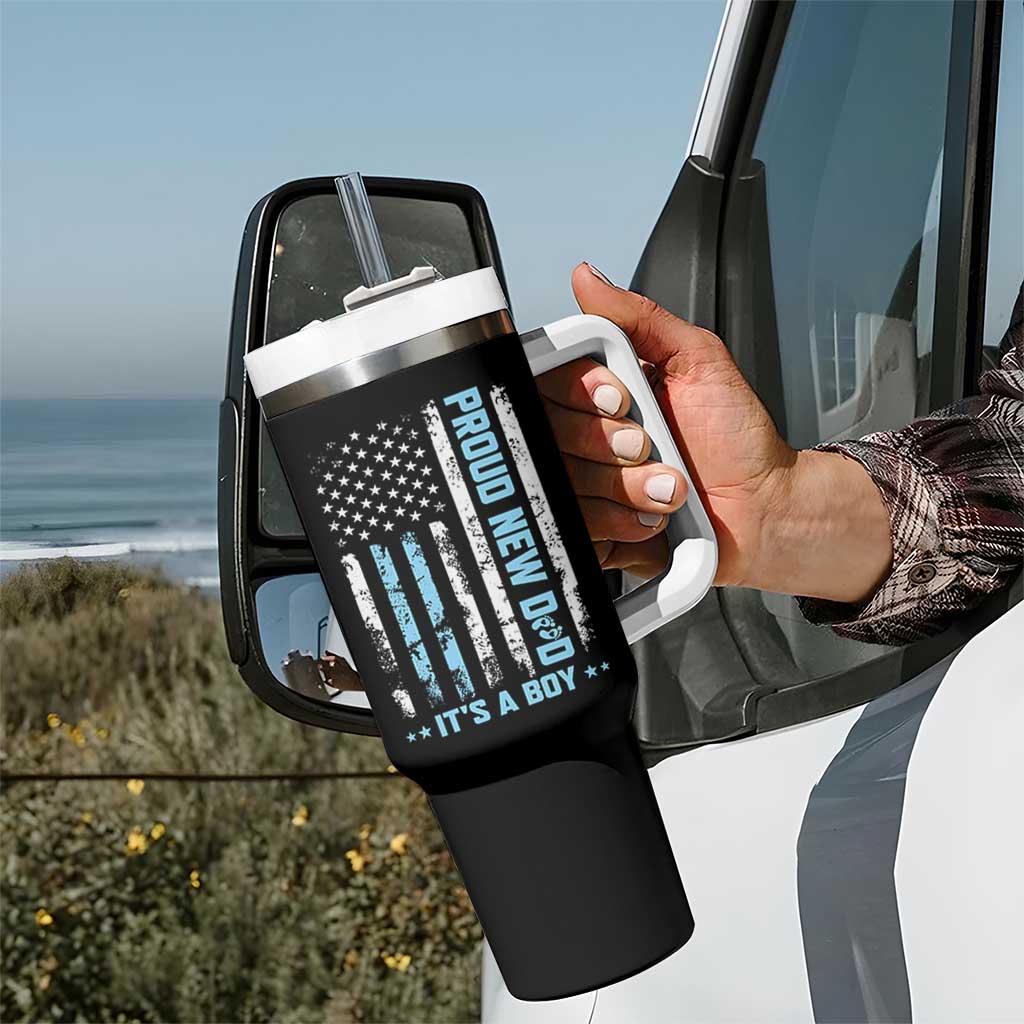 Proud New Dad Its A Boy Tumbler With Handle Patriotic First Fathers Day Gift