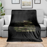 Dada Daddy Dad Bro Camo American Flag Throw Blanket Patriotic Fathers Day Gift