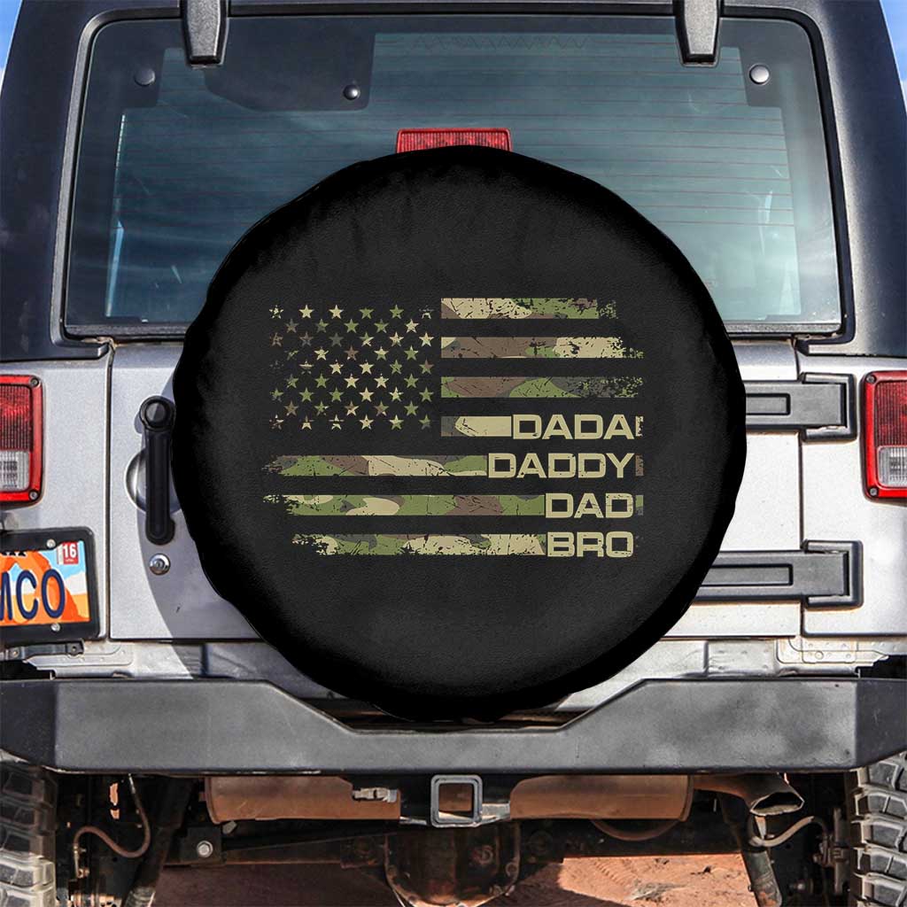 Dada Daddy Dad Bro Camo American Flag Spare Tire Cover Patriotic Fathers Day Gift