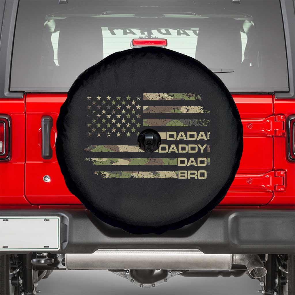 Dada Daddy Dad Bro Camo American Flag Spare Tire Cover Patriotic Fathers Day Gift