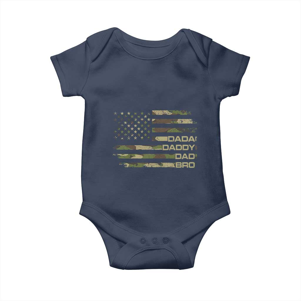 Dada Daddy Dad Bro Camo American Flag Baby Onesie Patriotic Fathers Day Gift
