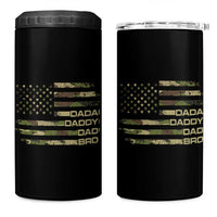 Dada Daddy Dad Bro Camo American Flag 4 in 1 Can Cooler Tumbler Patriotic Fathers Day Gift