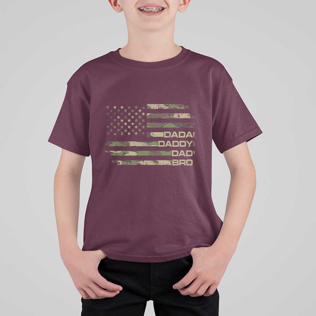 Dada Daddy Dad Bro Camo American Flag T Shirt For Kid Patriotic Fathers Day Gift
