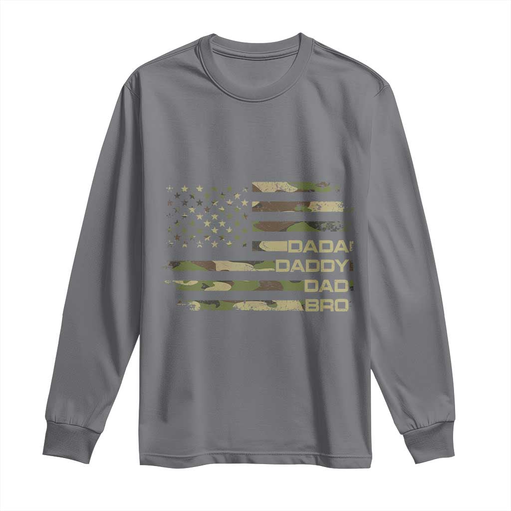 Dada Daddy Dad Bro Camo American Flag Long Sleeve Shirt Patriotic Fathers Day Gift