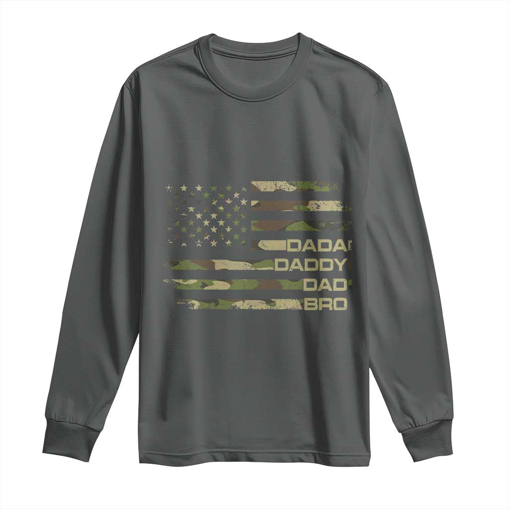 Dada Daddy Dad Bro Camo American Flag Long Sleeve Shirt Patriotic Fathers Day Gift